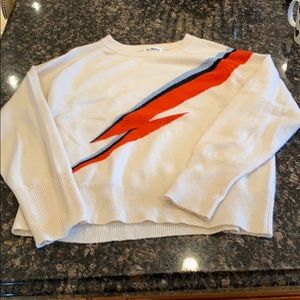 White and Red Lightning Bolt Sweater